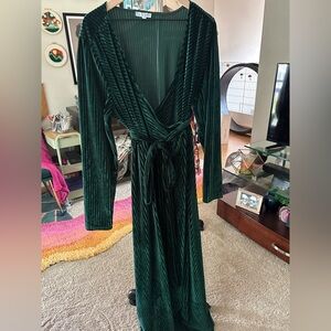 Baltic Born Deep Green Wrap Velvet Dress